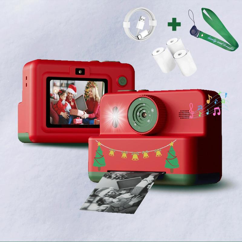 Instant Print Camera with 3 Rolls Paper, 1 Set Rechargeable 1200W Digital Camera, Hot Sensitive Print Camera, Suitable for Boys and Girls, Gift for Christmas