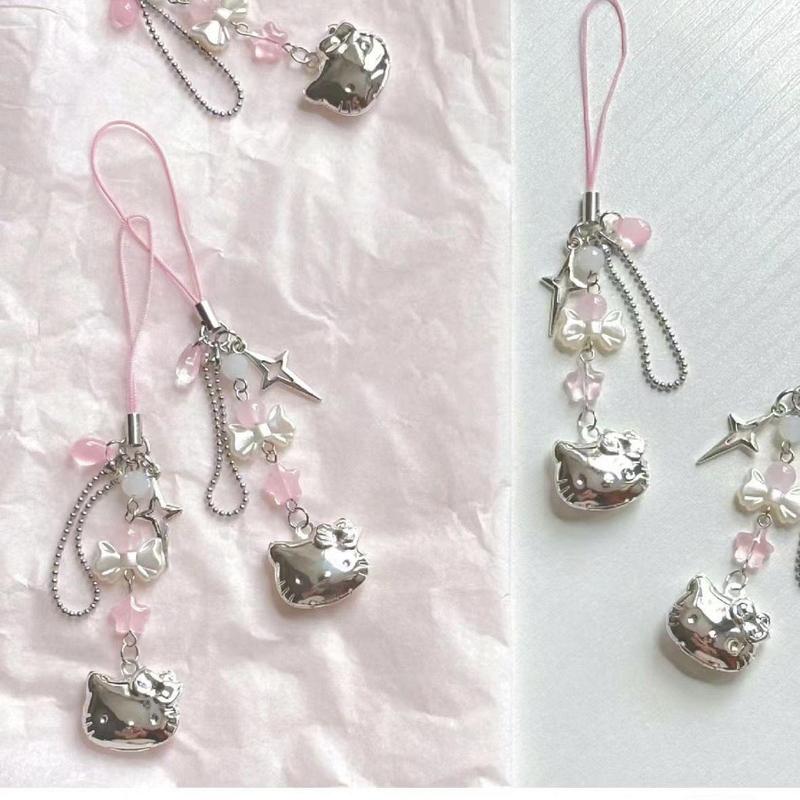 Sanrio Cute Cat Design Phone Chain, Cute Phone Lanyard, Phone Strap for Women & Girls, Fashion Phone Accessories for iPhone & Daily Use