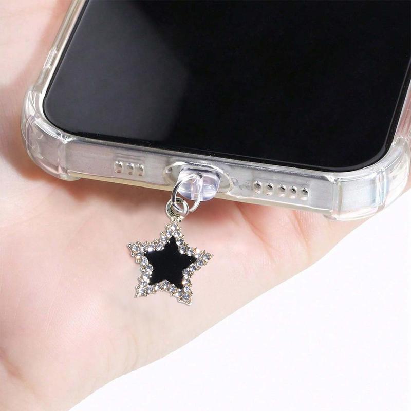 Star & Rhinestone Design Phone Dust Plug, Mobile Phone Dust Plug, Phone Dust Plug for iPhone Type-c Interface Mobile Phone to Prevent Dust and Dirt