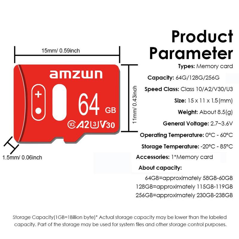 Micro SD Card, 1 Count Class10 Mass High Speed SD Memory Card, Memory Card for Phones PC Cameras MAC, Camera Accessories