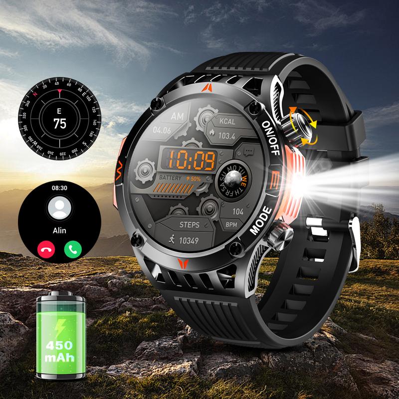 SmartWatch For Outdoor (answering making Calls), For Android  for lPhone Tactical Smartwatch From 2024, Sturdy And Durable Outdoor Fitness Tracker