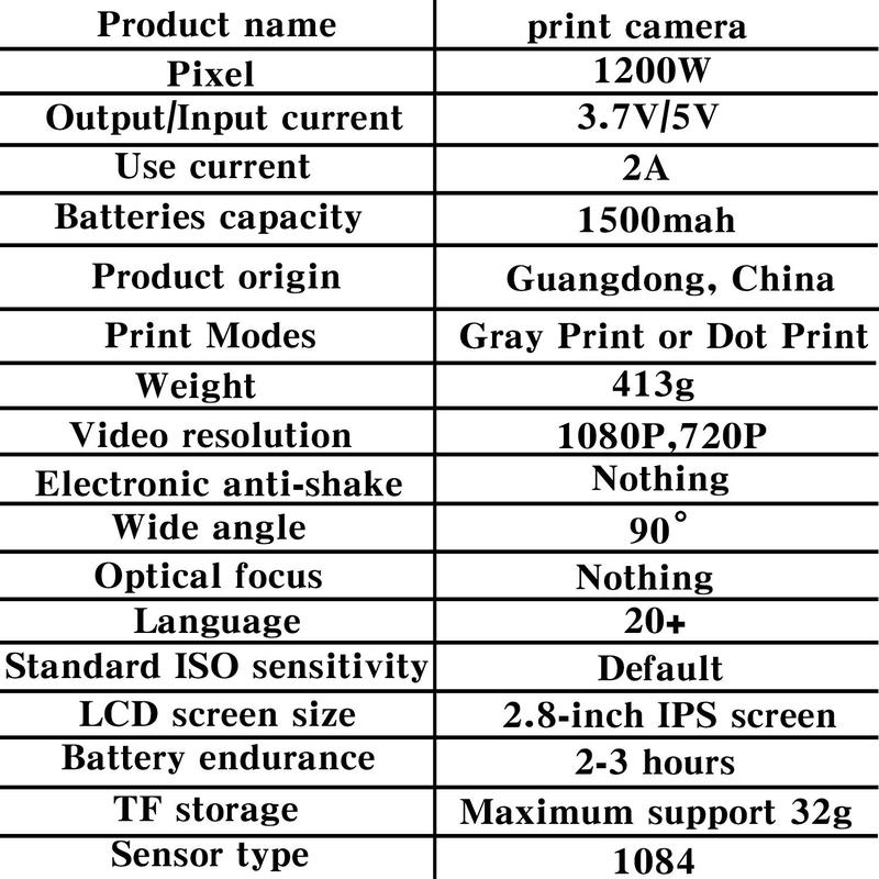 Instant Print Camera with 3 Rolls Paper, 1 Set Rechargeable 1200W Digital Camera, Hot Sensitive Print Camera, Suitable for Boys and Girls, Gift for Christmas