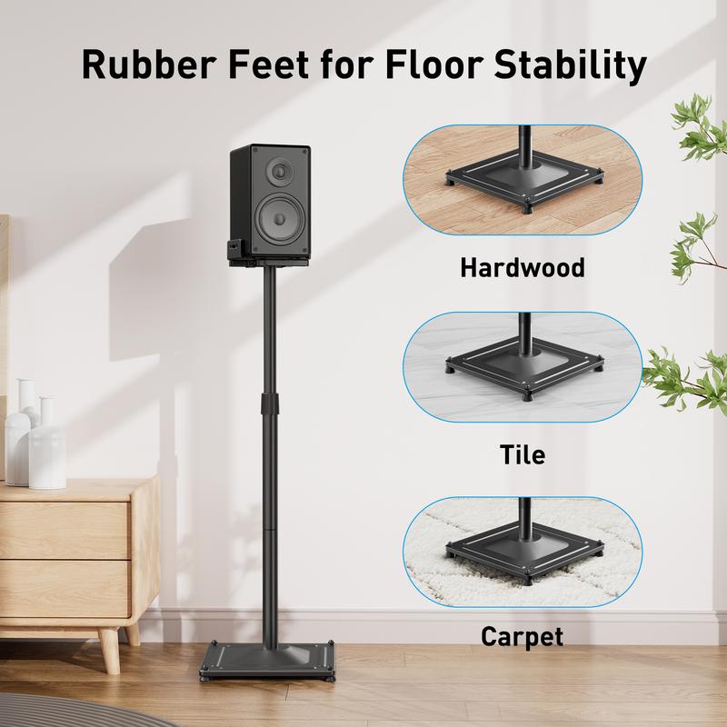 PERLESMITH Adjustable Speaker Stands for Surround Sound, Hold up to 11 lbs, Height 33.3-45.1