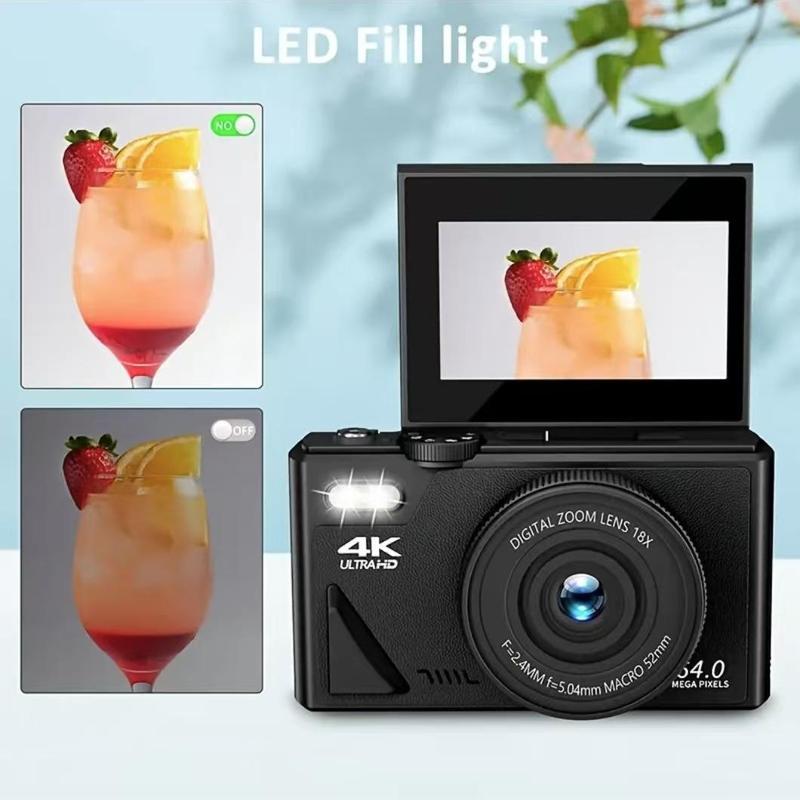 64MP 4K HD Digital Camera, 18X Digital Zoom 3'' Flip Screen Professional Camera Include 32GB TF Card, Selfie Accessories for Taking Photos, Recording Videos, Vlogging and Webcam