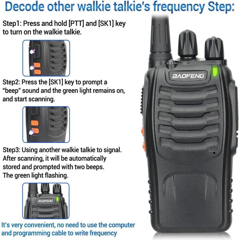 Baofeng Walkie Talkies Long Range Walkie Talkie for Adults with Earpiece Mic Rechargeable 2 Way Radios Copy Frequency Handheld Two Way Radios Transceiver Walky Talky with USB Base Charger for Camping