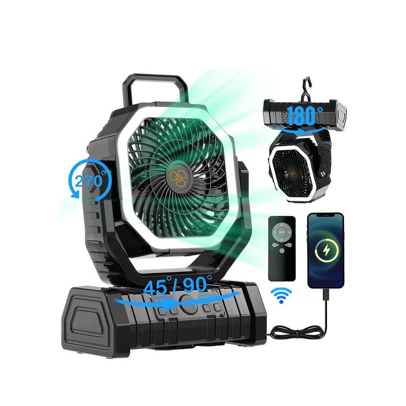 20000mAh Camping Fan with LED Light, Auto-Oscillating Desk Fan with Remote & Hook, Rechargeable Battery Operated Outdoor Tent Fan with Timer, 4 Speeds USB Fan for Camp Travel petitelightfan Mobile portable fan outdoor fan camping fan portablefan with