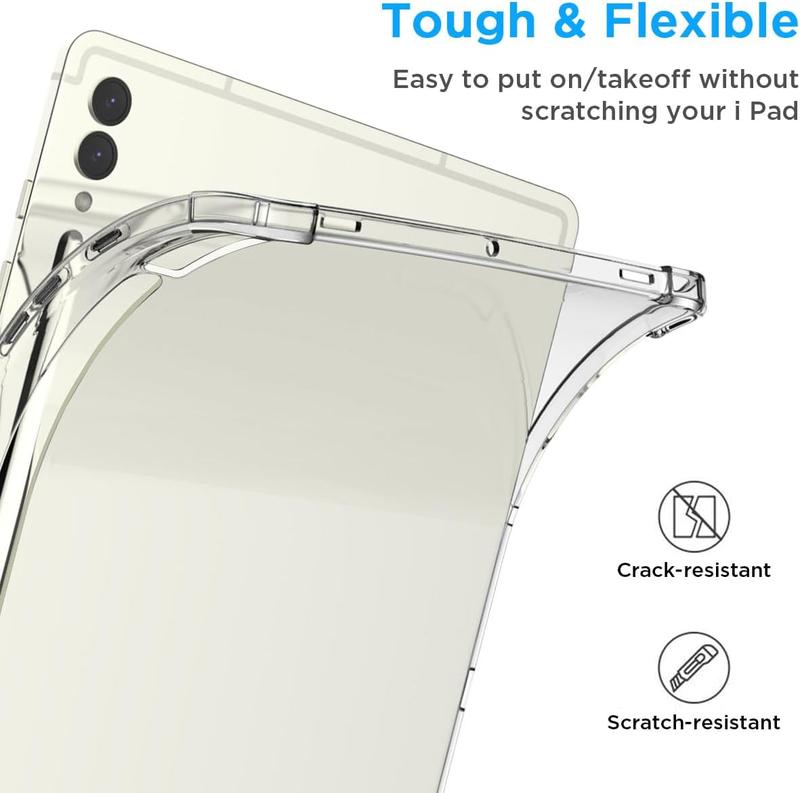 Clear Case for  Galaxy Tab S9 Plus 2023 [SM-X810 SM-X816B SM-X818U]-Shock Absorbing Flexible TPU Protective Transparent Slim Cover for Galaxy Tab S9 Plus 12.4 inch Tablet,Clear