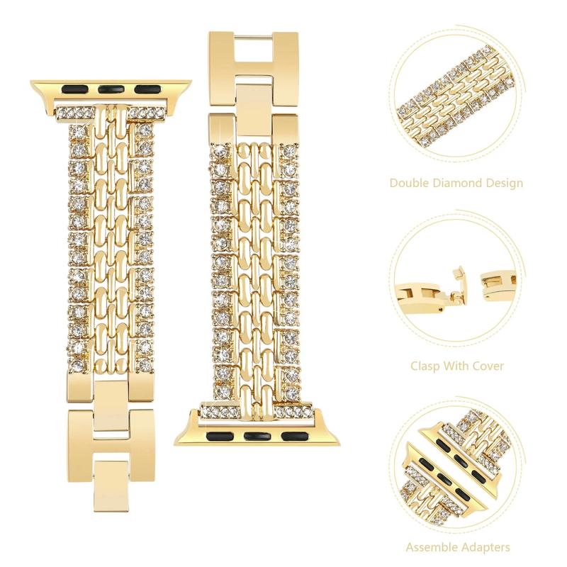 Rhinestone Decor Smartwatch Band & Case for iWatch (Band & Case Only), Shiny Case and Watch Band for Smartwatches, Band for Smart Watch, Fashion Watch Band for Apple Watch Ultra 2 Series 9 8 7 6 5 4 3 2 1 SE, Wearable Accessories