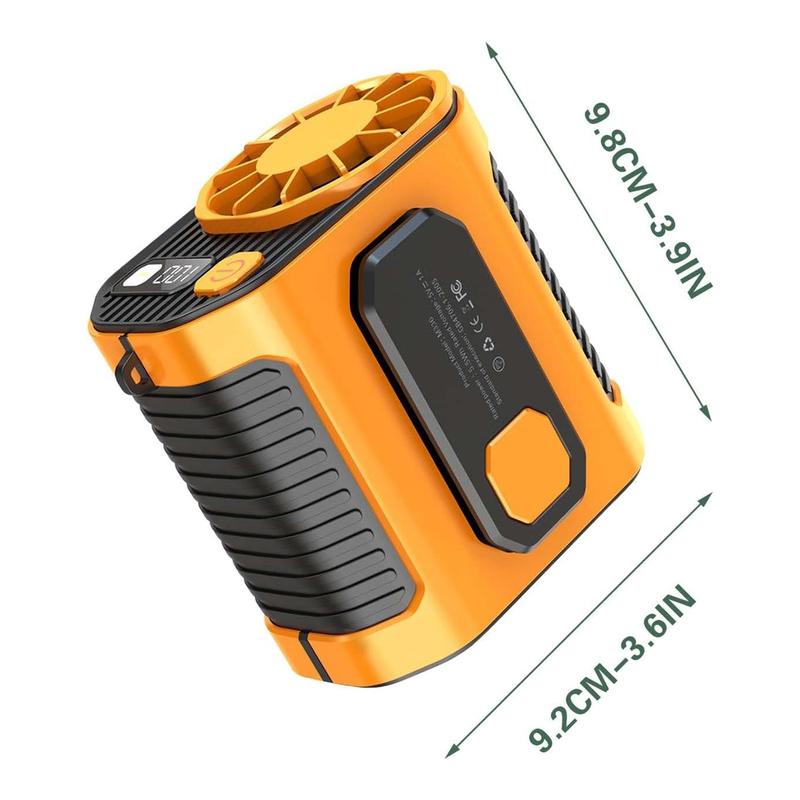 Portable Waist Fan Rechargeable 3 Speed High Speed Strong Airflow Hands-Free Hanging Neck Waist Clip Fan for Outdoor Working Fishing Hiking (Orange)