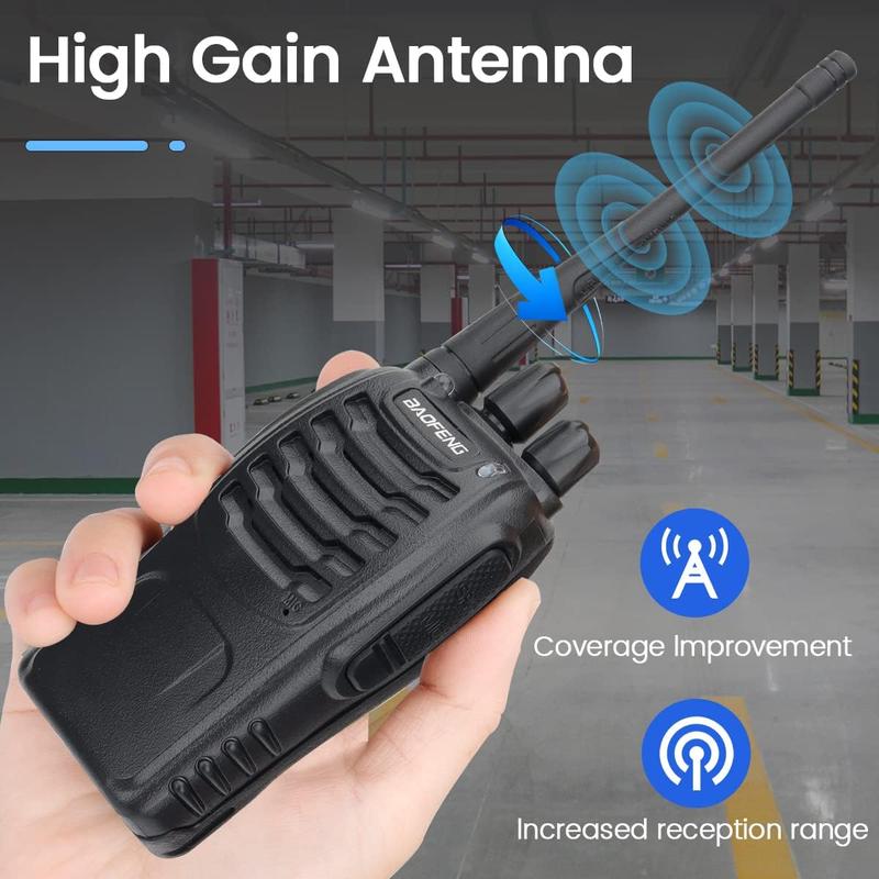 Baofeng Walkie Talkies Long Range Walkie Talkie for Adults with Earpiece Mic Rechargeable 2 Way Radios Copy Frequency Handheld Two Way Radios Transceiver Walky Talky with USB Base Charger for Camping