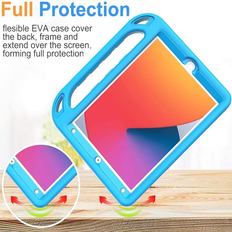 Kids Case for New iPad 10.2 2021 2020 2019 - iPad 9th 8th 7th Generation Case for Kids, with Built-in Screen Protector, Shockproof Handle Stand Kids Case for iPad 10.2