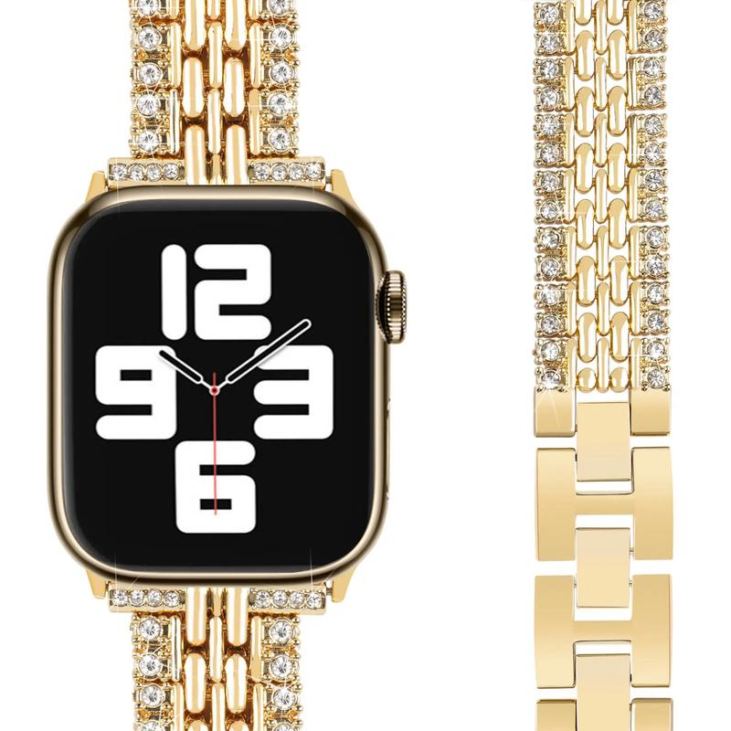 Rhinestone Decor Smartwatch Band & Case for iWatch (Band & Case Only), Shiny Case and Watch Band for Smartwatches, Band for Smart Watch, Fashion Watch Band for Apple Watch Ultra 2 Series 9 8 7 6 5 4 3 2 1 SE, Wearable Accessories