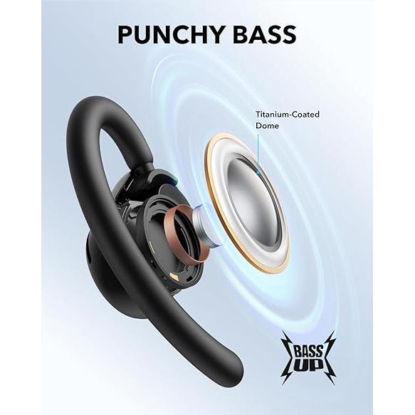 Soundcore V20i by Anker Open-Ear Headphones, Rotatable Ear Hooks, Ultra-Comfort, Snug Fit, Punchy Bass, Clear Calls, IP55, LED Lights, 36H Playtime, Bluetooth 5.4 Earbuds, Multipoint Connection-TTS