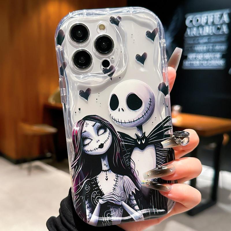 Horror Skull & Girl Pattern Clear Phone Case, Anti-drop Cellphone Protective Case, Shockproof Mobile Phone Cover for iPhone 7 8 11 12 13 14 15 16 Series