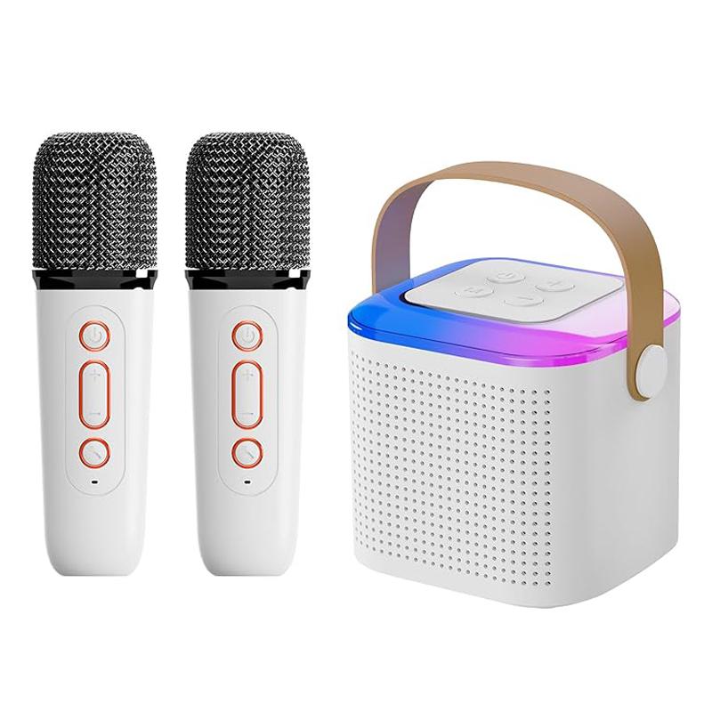 Mini Karaoke Machine for Adults and Kids, Portable Bluetooth Speaker with 2 Wireless Microphone, Led Lights Karaoke Gifts for Girls Boys Birthday Home Party