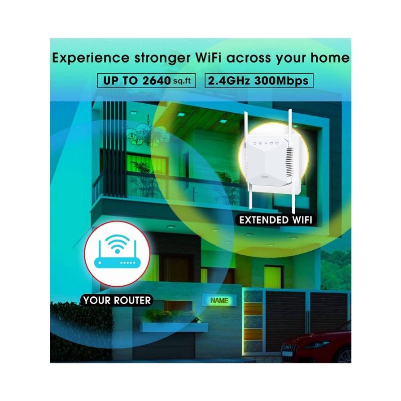 WiFi Extender, Covers Up To 2640sq.Ft And 30 Devices, WiFi Repeater Signal Booster With Ethernet Port, 1-Tap Setup, Access Point, Alexa Compatible