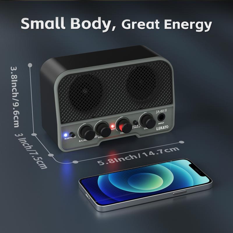 LEKATO Guitar Amplifier 5W Mini Bluetooth JA02-II Portable Rechargeable Electric Bass Amp Home Boy Girl Mother Father Gift