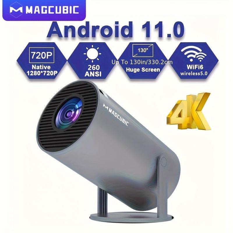 Magcubic Portable Projector HY300 Pro, Android 11 Dual Wifi6 260ANSI Allwinner H713 BT5.0 1080P 1280*720P Projector, Multifunctional Projector for Home Cinema, Outdoor