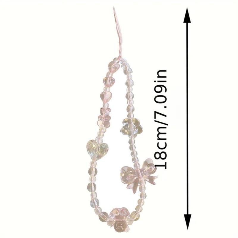 Cute Transparent Bear & Bowknot & Flower Decor Phone Chain, Sweet Portable Short Phone Lanyard, Fashion Phone Decoration Accessories for Women & Girls