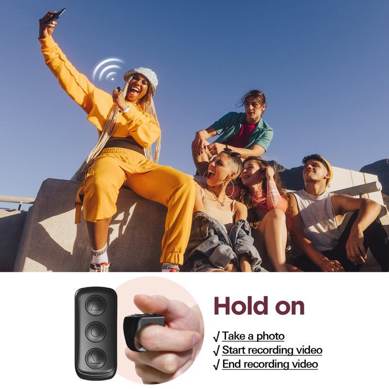 [Stocking Stuffers] Wireless Page Turner TikTok Scrolling Button Ring Fingertip Bluetooth Remote Control with Charging Case for Phone, Ring for iPhone, iPad, Android, Bluetooth Remote tiktok  remote Selfie Camera