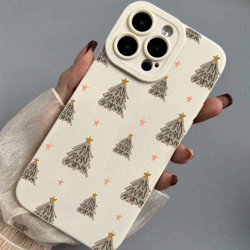 Christmas Tree Pattern Phone Case, Cute Decorative Phone Protector Cover, Anti-drop Shockproof Phone Cases Compatible with iPhone 11 12 13 14 15 Pro Max