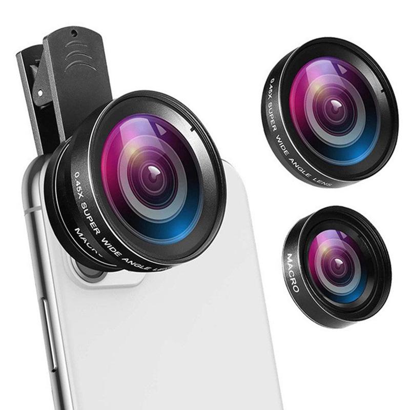 2 in 1 Phone Lens Kit, 1 Set Micro Lens & Super Wide-Angle Lens, Mobile Phone Accessories for iPhone Samsung Android Phone