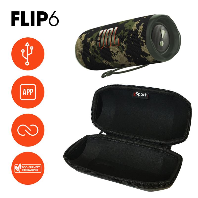 JBL Flip 6 Portable Waterproof Speaker with gSport Carbon Fiber case