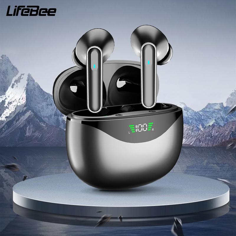 LIFEBEE Wireless In-ear Design Earphone, 42H Playtime BT Stereo Sound Earbuds, Wireless Earbuds, LED Power Display Waterproof Earphones with Microphone for iOS Android, Wireless Headphones