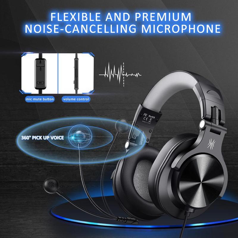 OneOdio A71D Wired Over-ear Headphone, Gaming Headset with Detachable Microphone, Stereo Sound Wired Headset for PC Computer PS4 Xbox