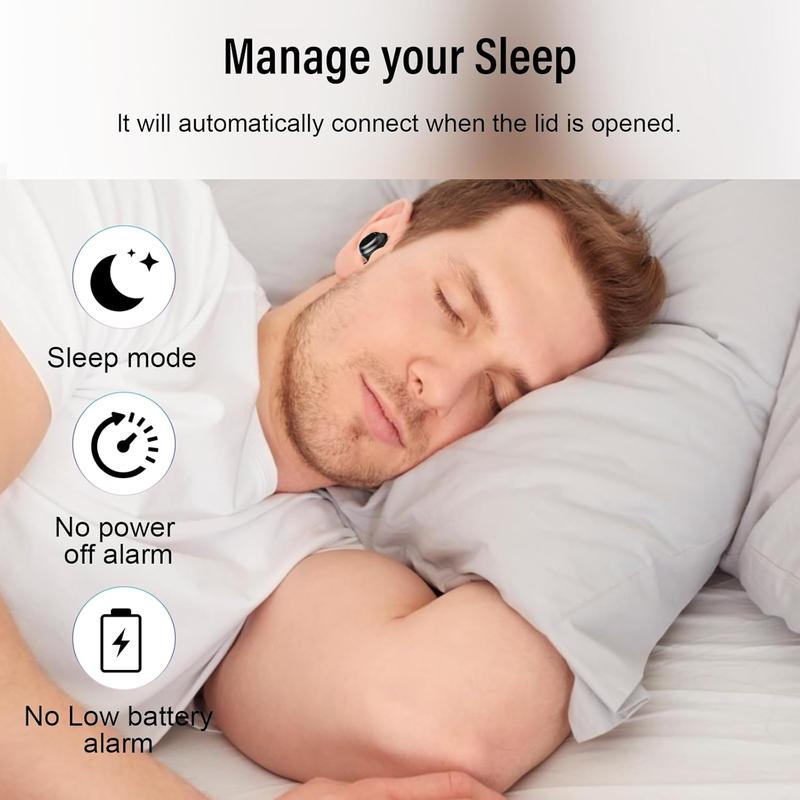 [Black Friday] 2025 Sleep Earbuds Bluetooth 5.4 in Ear Light-Weight Headphones, Mini Sleep Headphones Small Design for Side Sleepers, 47H Playtime with Charging Case, Clear Calls Earphones, Black