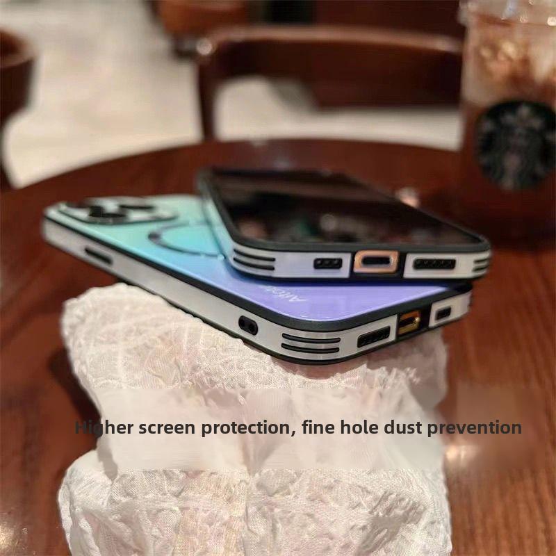 Gradient Magnetic Mobile Phone Shell for iP Drop-Resistant Tempered Glass Comes with Lens Protector Accessories Smartphone Accessories Smartphone magnetic case