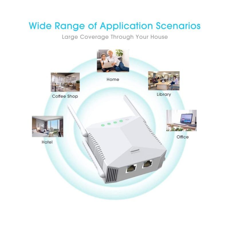 WiFi Extender, Covers Up To 2640sq.Ft And 30 Devices, WiFi Repeater Signal Booster With Ethernet Port, 1-Tap Setup, Access Point, Alexa Compatible