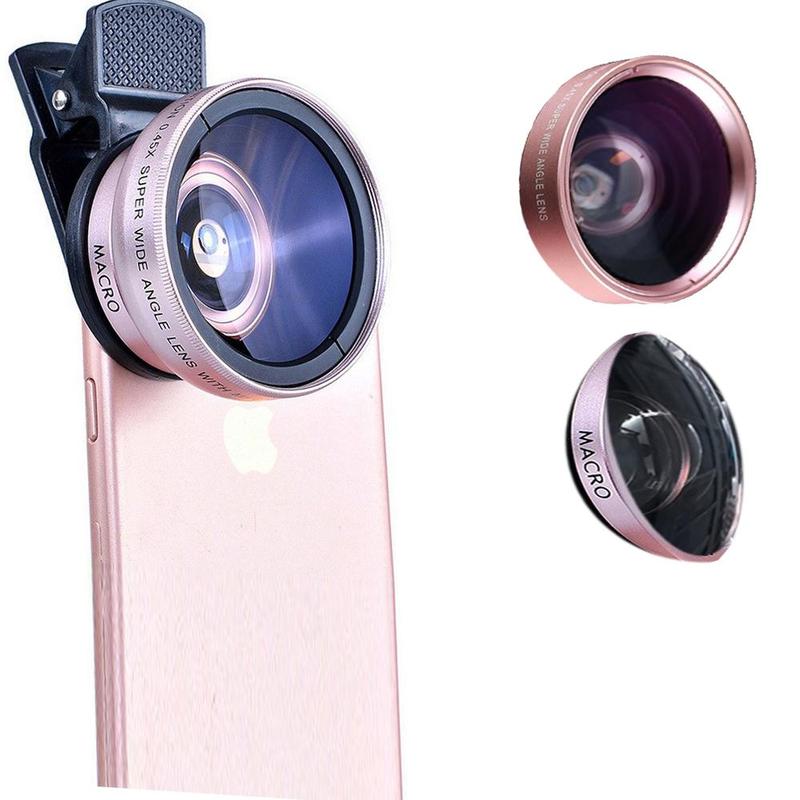 2 in 1 Phone Lens Kit, 1 Set Micro Lens & Super Wide-Angle Lens, Mobile Phone Accessories for iPhone Samsung Android Phone