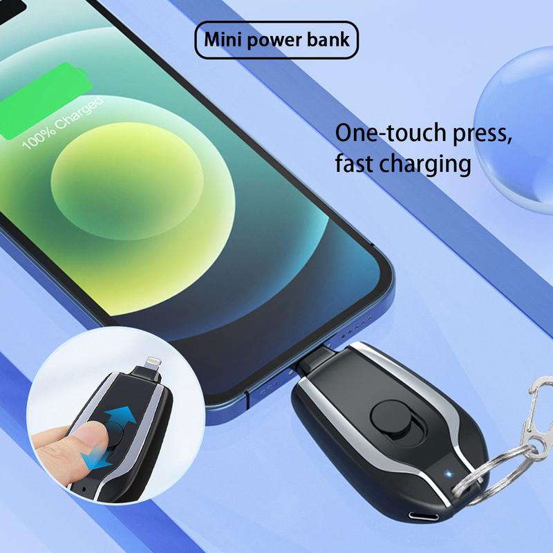 Portable Keychain Charger For 1500mAh USB C Emergency Pod Ultra-Compact External Power BanK, Emergency Charging Treasure; Small Portable Portable Power Supply For Devices With Type-C Interfaces,For iphone and type-c.