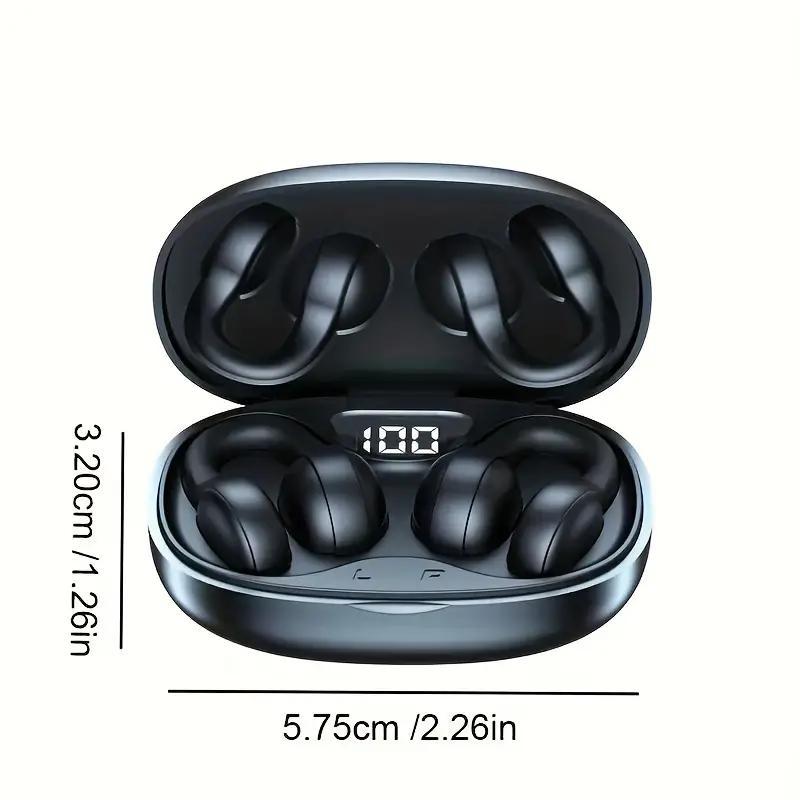 Wireless Headphones, Chargeable Clip-on Design Earbuds with Power Display Charging Case, Bluetooth-compatible Earphones Headset for Apple Samsung Mobile Phone, Electronic Audio Product