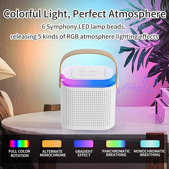 Mini Karaoke Machine for Adults and Kids, Portable Bluetooth Speaker with 2 Wireless Microphone, Led Lights Karaoke Gifts for Girls Boys Birthday Home Party