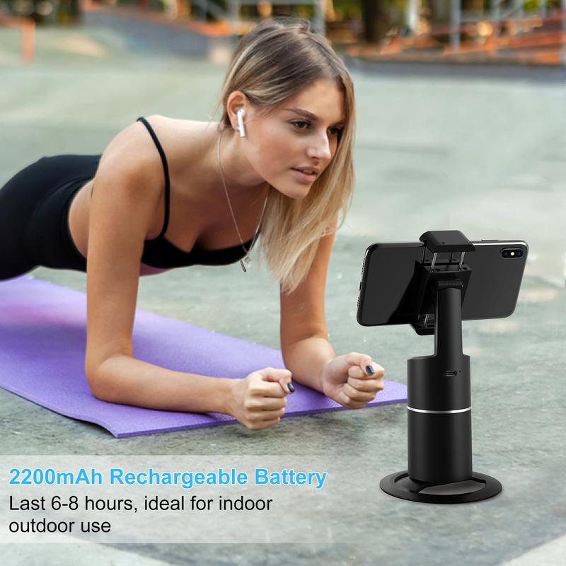 Auto Face Tracking Tripod, Mother's Day Gift,No App Required, 360° Rotation Face Body Phone Camera Mount Smart Shooting Phone Tracking Holder for Live Vlog Streaming Video, Rechargeable Battery Accessories Selfie Smartphone Cellphone