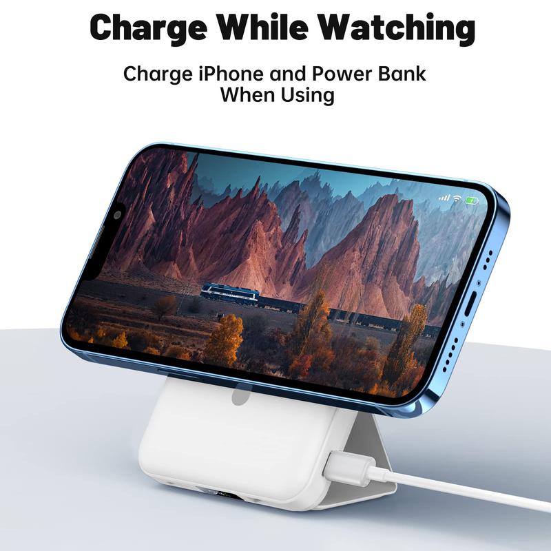 10000mAh Magnetic Wireless Power Bank with Phone Holder, 22.5W PD Fast Charging Magsafe Portable Charger, Magsafe Power Bank for for iPhone 15 14 13 Pro Mini Pro Max portable power magnetic power