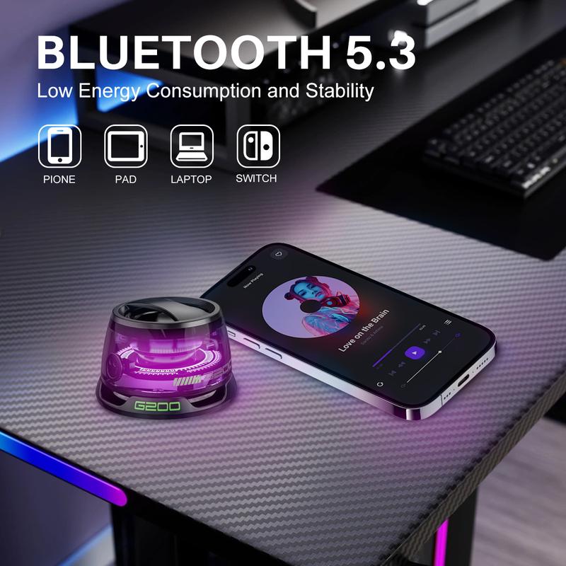 2024 Magnetic Mini Bluetooth Speaker, G200 5W mini Speaker Wireless with Bluetooth 5.3, RGB Light, Game Mode, 7H Playtime, Portable Phone Stand for iPhone, Travel, Golf Car,for Hiking Camping,Thanksgiving Day,Christmas New Year Gift