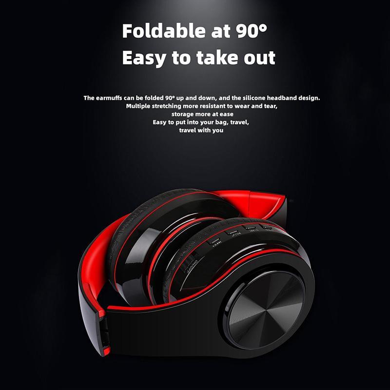 Wireless Over-ear Headphone, Foldable Headphone with Built-in Microphone, BT Stereo Sound Wireless Headset for Sports, Gaming, Running, Working