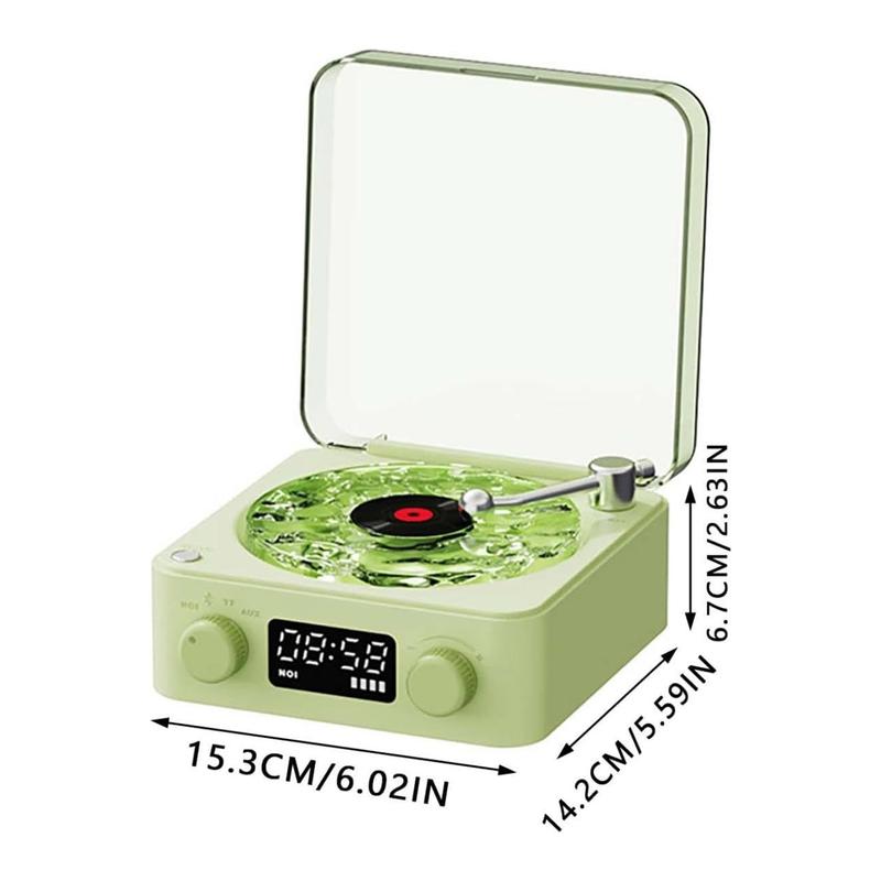 The Waves Vinyl Player, New Romantic Waves Vintage Vinyl Record Player Bluetooth Speaker, Bluetooth Vinyl Record Player Waves, Wireless Portable Waves Retro Vinyl Record Player (Green)