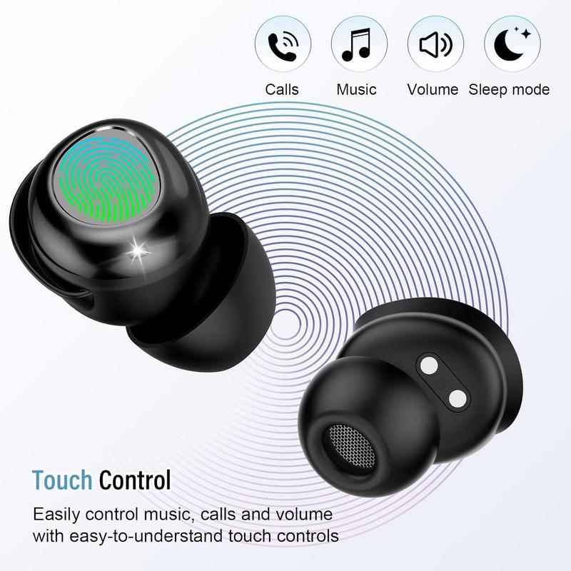 [Black Friday] 2025 Sleep Earbuds Bluetooth 5.4 in Ear Light-Weight Headphones, Mini Sleep Headphones Small Design for Side Sleepers, 47H Playtime with Charging Case, Clear Calls Earphones, Black