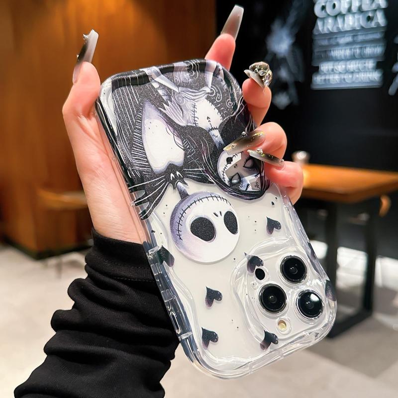 Horror Skull & Girl Pattern Clear Phone Case, Anti-drop Cellphone Protective Case, Shockproof Mobile Phone Cover for iPhone 7 8 11 12 13 14 15 16 Series