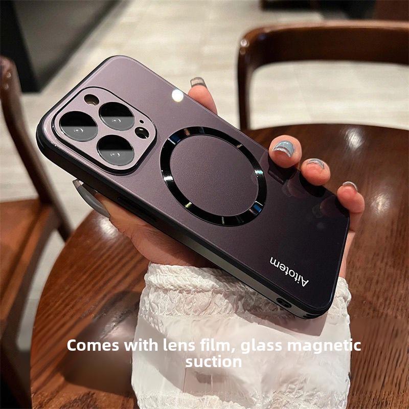 Gradient Magnetic Mobile Phone Shell for iP Drop-Resistant Tempered Glass Comes with Lens Protector Accessories Smartphone Accessories Smartphone magnetic case