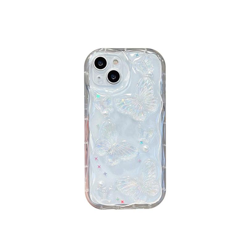 Butterfly Pattern Transparent Phone Case, Anti-drop Decorative Phone Protector Cover, TPU Soft Cellphone Cover Compatible with iPhone Series