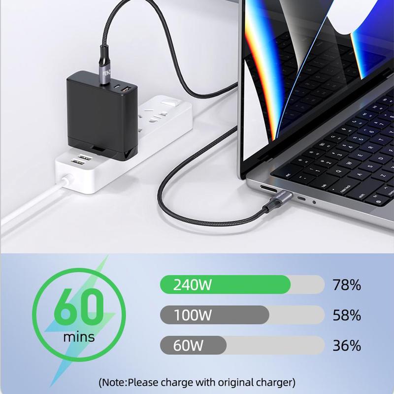 240W PD 3.1  QC 5.0 USB C To USB C Cable, 140W 100W Fast Charging Cable with 480 Mbps Data Transfer for MacBook Pro Laptops, Portable Charging Cable for iPhone 15 Pro Max Samsung Galaxy S23 22 21