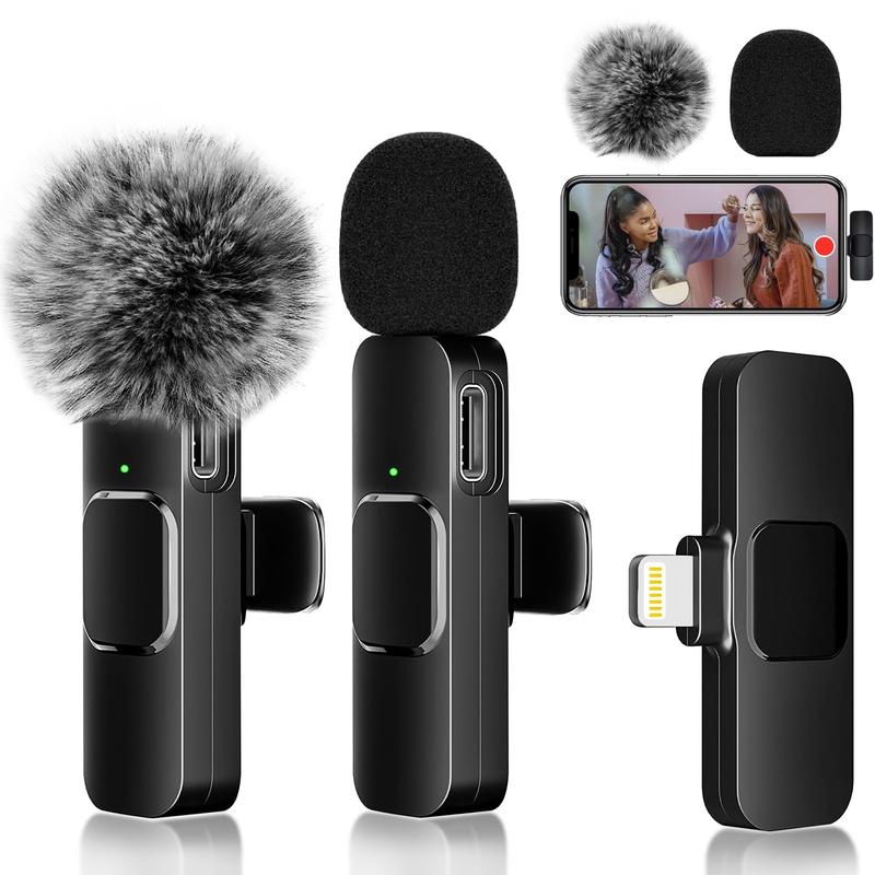 2 pieces  Wireless Lavalier Microphone for iPhone, iPad, Android - Bluetooth Lapel Phone Mic for Video Recording - Mini Clip on Microphones for Tiktok  Podcast Interview, christmas gift ideas Black Friday Deals tiktok shop store