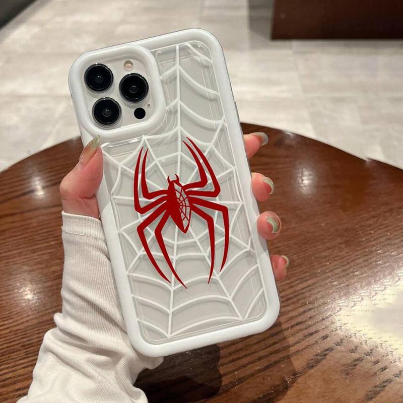 Creative Spider Web Pattern Phone Case for Fall, 1 Count Summer Shockproof Full Coverage Camera Protect Decorative Phone Protector Cover for Women & Men, Handheld Protective Casing Smartphone