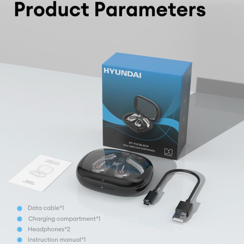 HYUNDAI Y16 Open-ear Wireless AI Translation Earphone, Translation Earphone Support 75 Languages BT Translation & Meeting Summary, Earbuds for Listening to Music & Calling