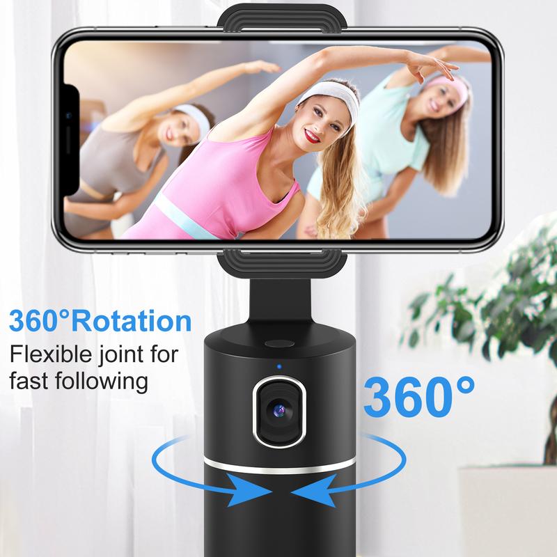 Auto Face Tracking Tripod, Mother's Day Gift,No App Required, 360° Rotation Face Body Phone Camera Mount Smart Shooting Phone Tracking Holder for Live Vlog Streaming Video, Rechargeable Battery Accessories Selfie Smartphone Cellphone